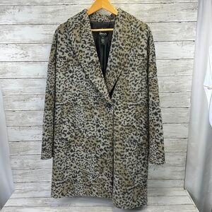 LANE BRYANT FAUX LEOPARD FUR ONE BUTTON COAT SZ 14/16